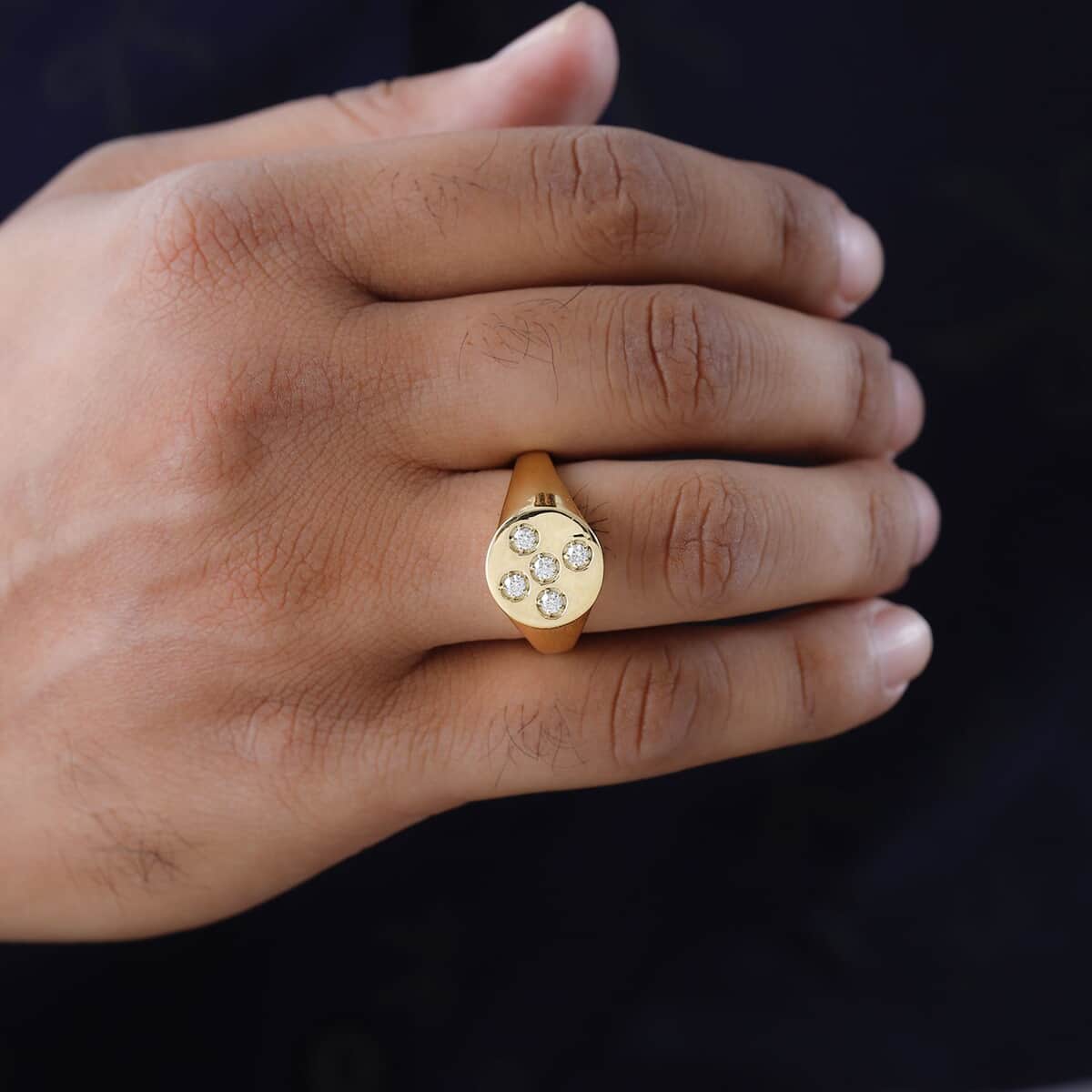 Moissanite Men's Ring in Vermeil Yellow Gold Over Sterling Silver (Size 10.0) 0.35 ctw image number 2