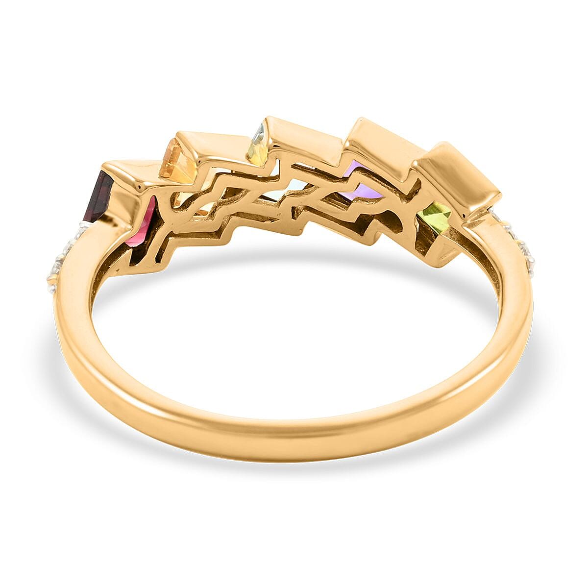 Multi Gemstones 5 Stone Ring in Vermeil Yellow Gold Over Sterling Silver (Size 10.0) 2.15 ctw