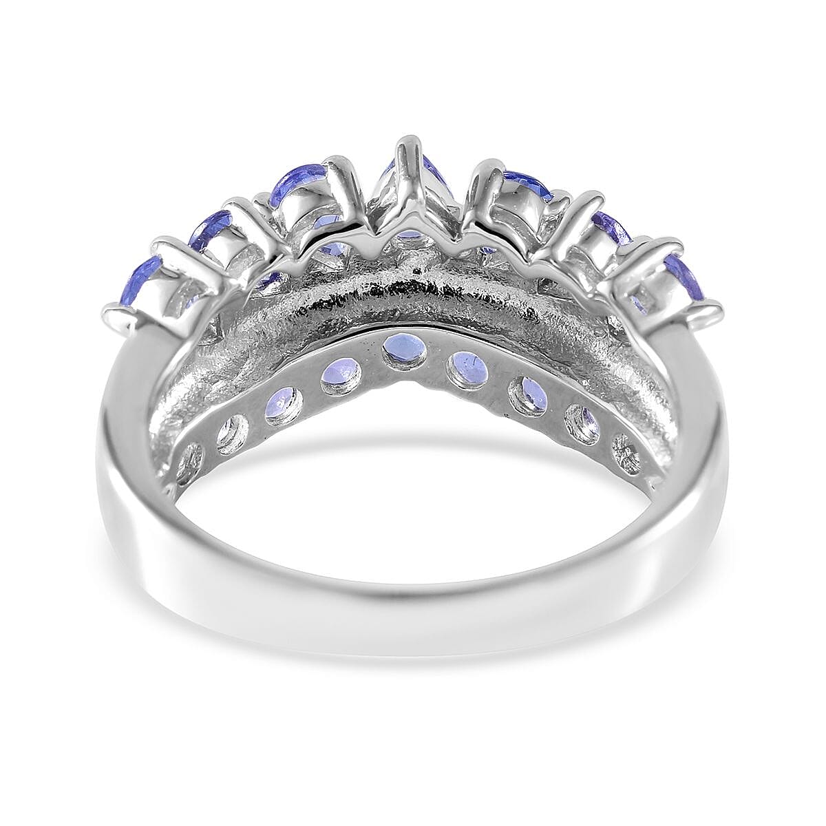 Tanzanite Chevron Ring in Platinum Over Sterling Silver (Size 8.0) 1.65 ctw image number 3