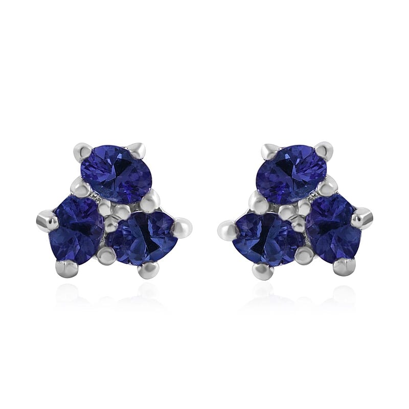 Tanzanite Stud Earrings in Platinum Over Sterling Silver 1.10 ctw
