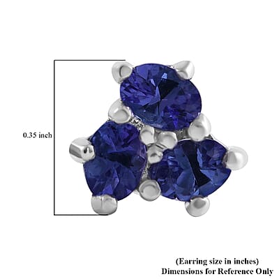 Tanzanite Stud Earrings in Platinum Over Sterling Silver 1.10 ctw