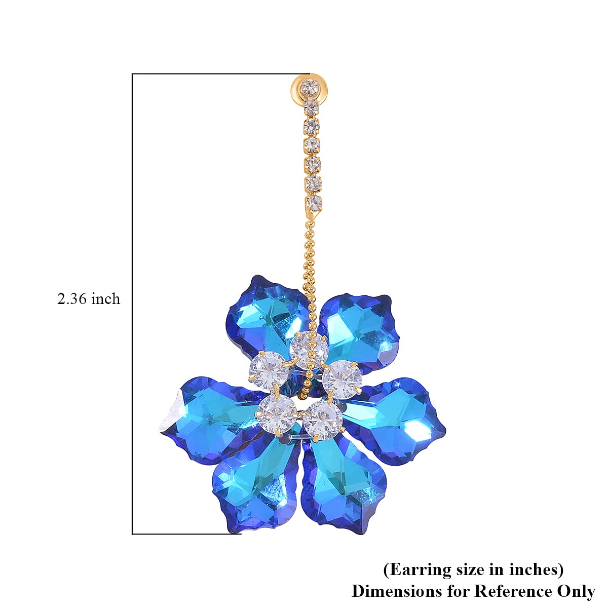Blue Magic Color Glass and White Austrian Crystal Earrings in Goldtone image number 4