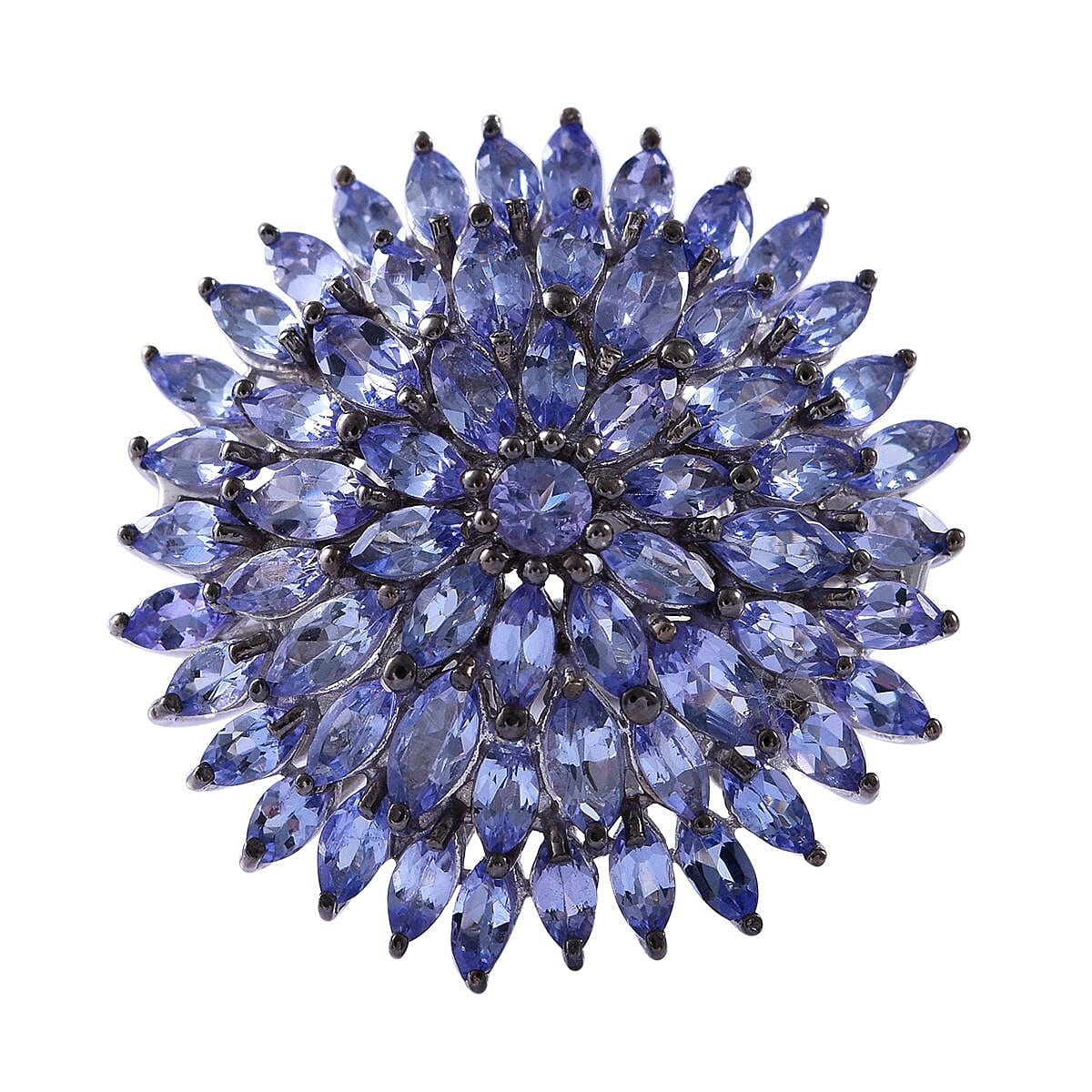 Tanzanite Floral Cluster Ring in Platinum Over Sterling Silver, Tanzanite Cluster Jewelry, Gift For Her 6.00 ctw