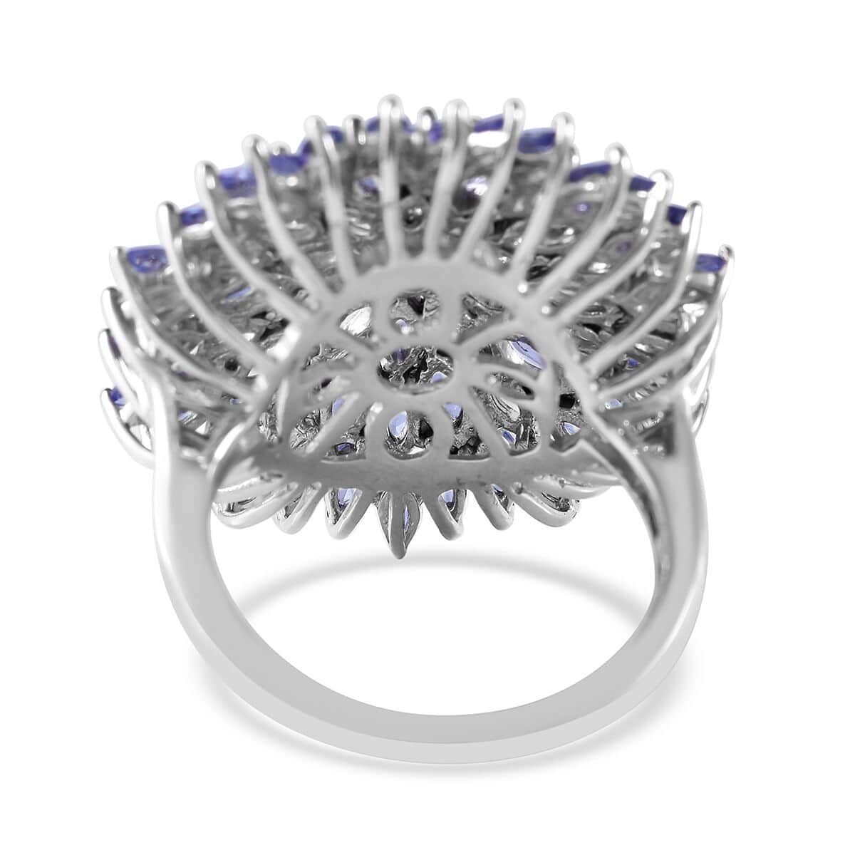 Tanzanite Floral Ring in Platinum Over Sterling Silver (Del. in 7-10 Days) 6.00 ctw image number 3