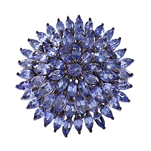 Tanzanite Floral Cluster Ring in Platinum Over Sterling Silver, Tanzanite Cluster Jewelry, Gift For Her 6.00 ctw