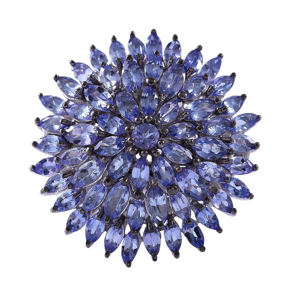 Tanzanite Floral Ring in Platinum Over Sterling Silver (Del. in 7-10 Days) 6.00 ctw