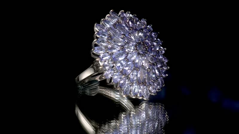 Tanzanite Floral Ring in Platinum Over Sterling Silver (Del. in 7-10 Days) 6.00 ctw