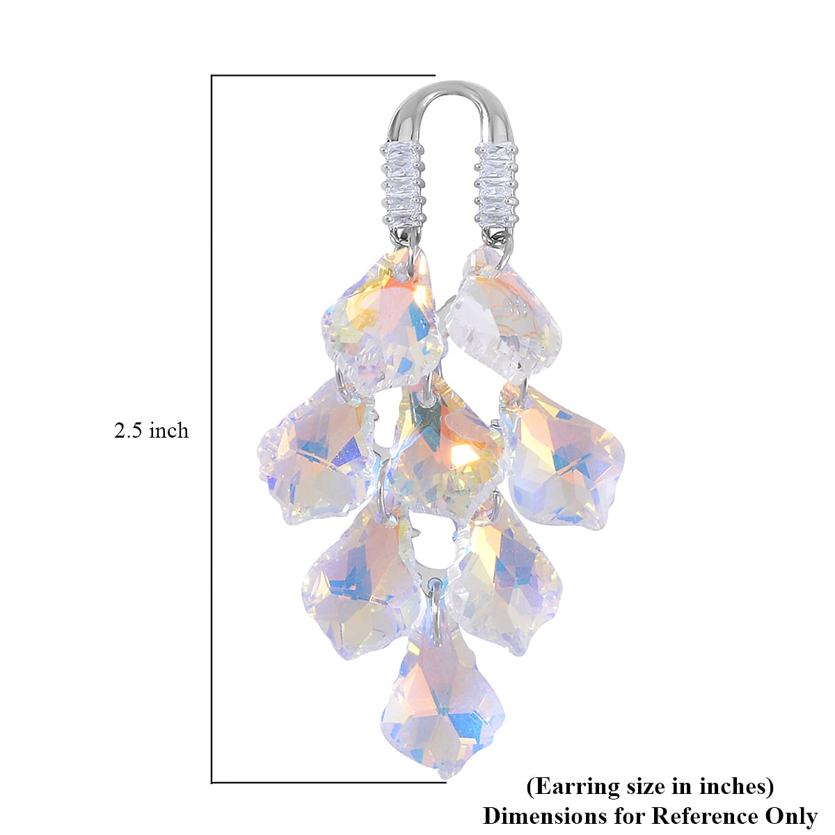White Aurora Borealis Color Glass and White Austrian Crystal Earrings in Silvertone