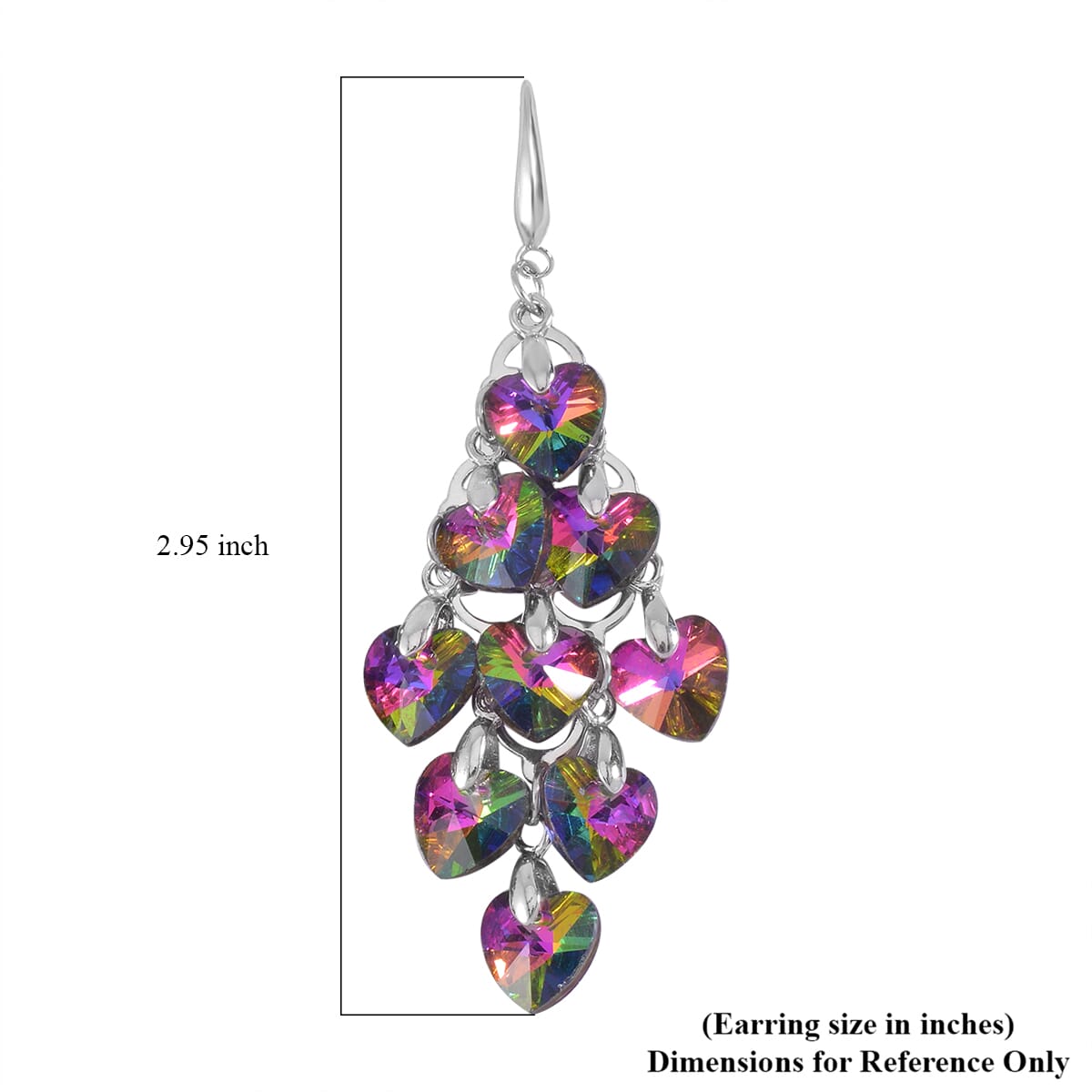 Mystic Color Glass Earrings in Silvertone image number 4
