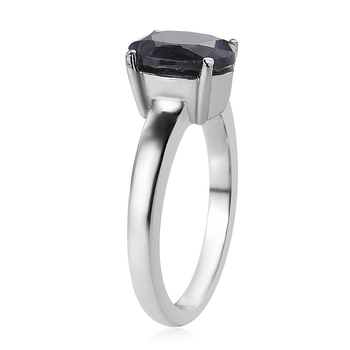 Midnight Sapphire Solitaire Ring in Stainless Steel (Size 10.0) 2.50 ctw image number 3