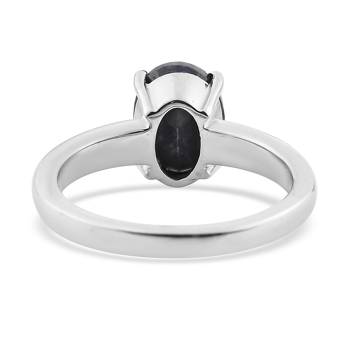 Midnight Sapphire Solitaire Ring in Stainless Steel (Size 10.0) 2.50 ctw image number 4