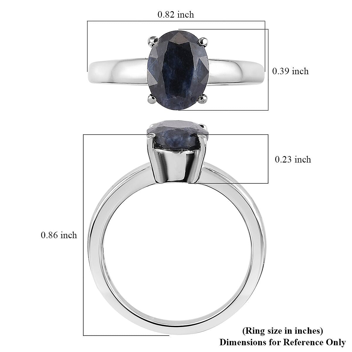 Midnight Sapphire Solitaire Ring in Stainless Steel (Size 10.0) 2.50 ctw image number 5