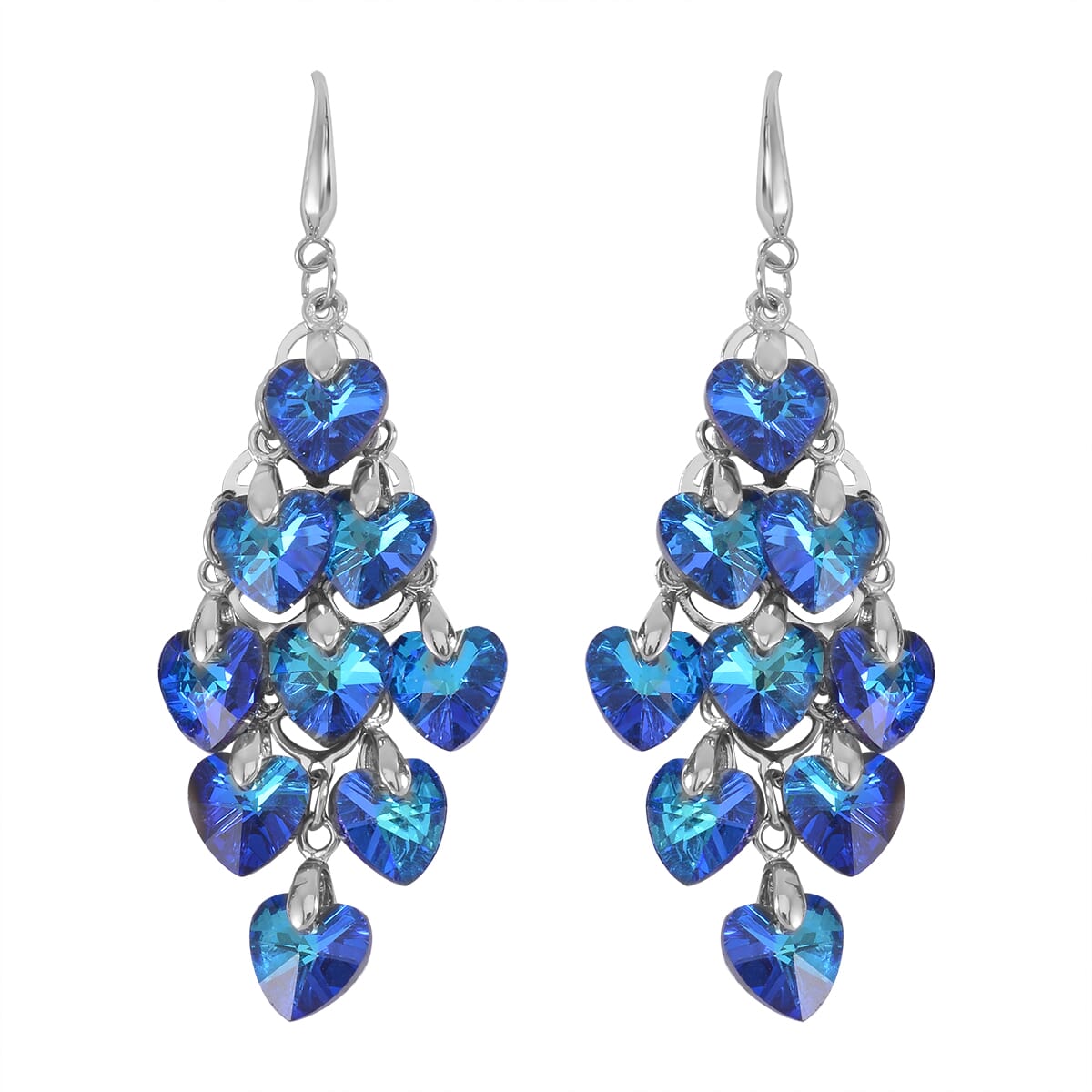 Blue Magic Color Glass Earrings in Silvertone image number 0