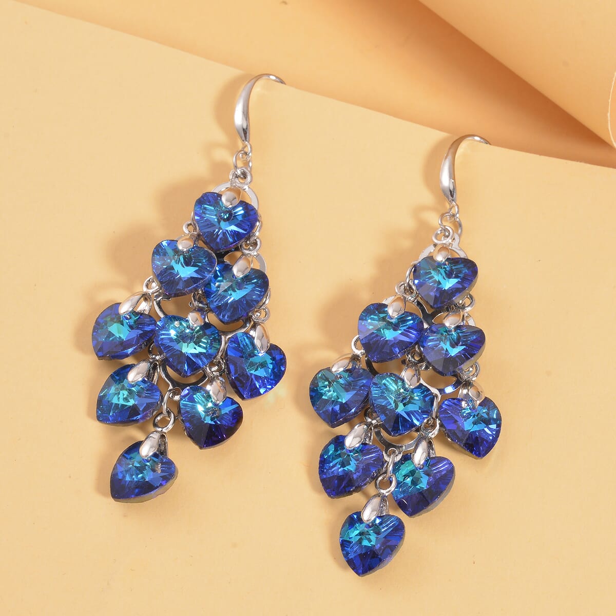 Blue Magic Color Glass Earrings in Silvertone image number 1