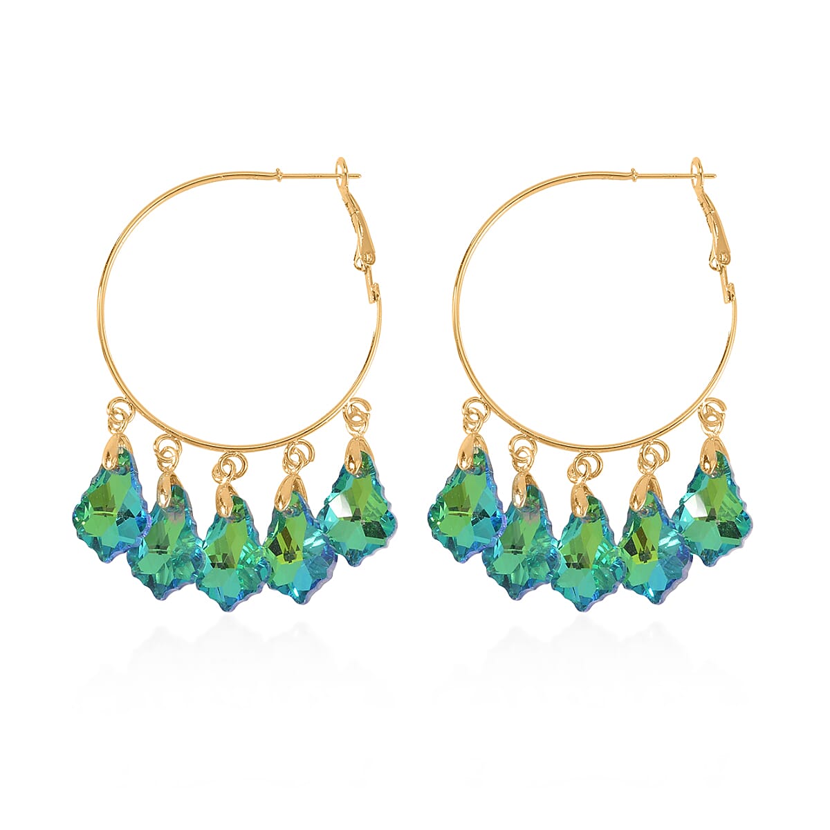 Green Magic Color Glass Earrings in Goldtone image number 0