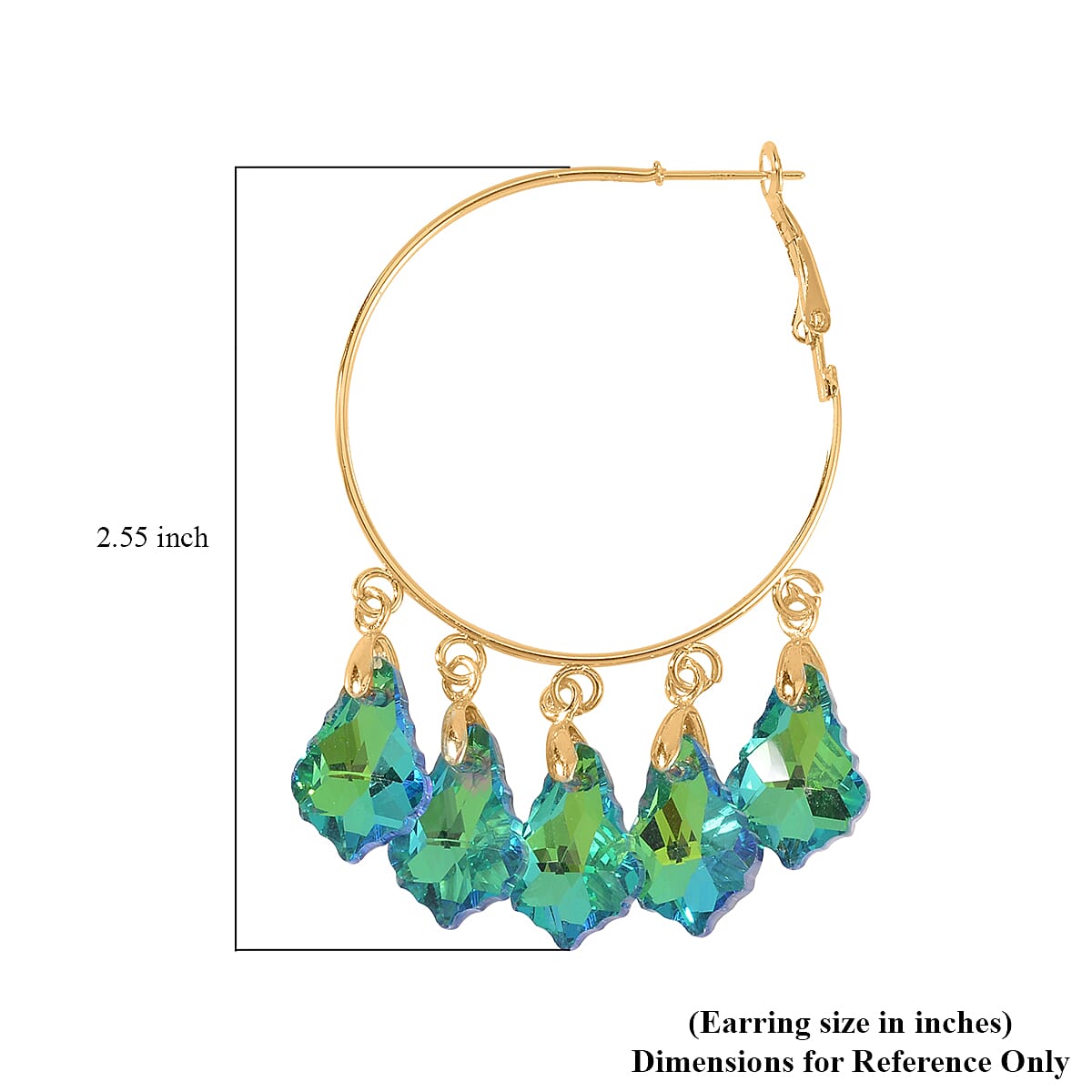 Green Magic Color Glass Earrings in Goldtone image number 4