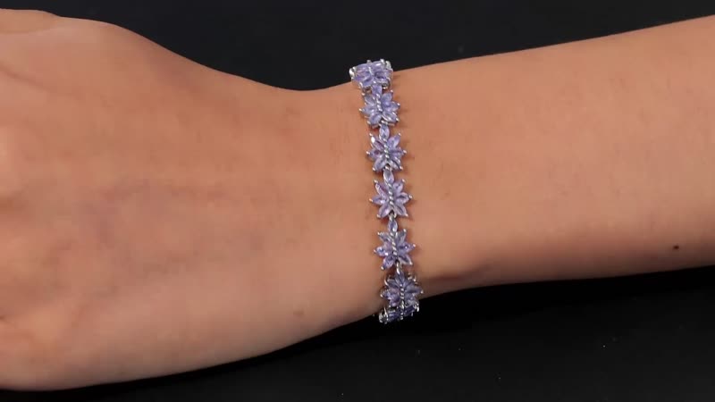 Tanzanite Floral Bracelet in Platinum Over Sterling Silver (8.00 In) 10.00 ctw