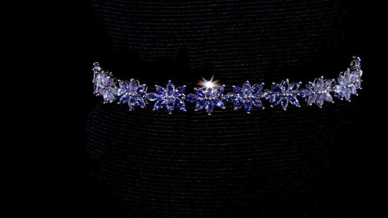 Tanzanite Floral Bracelet in Platinum Over Sterling Silver (8.00 In) 10.00 ctw