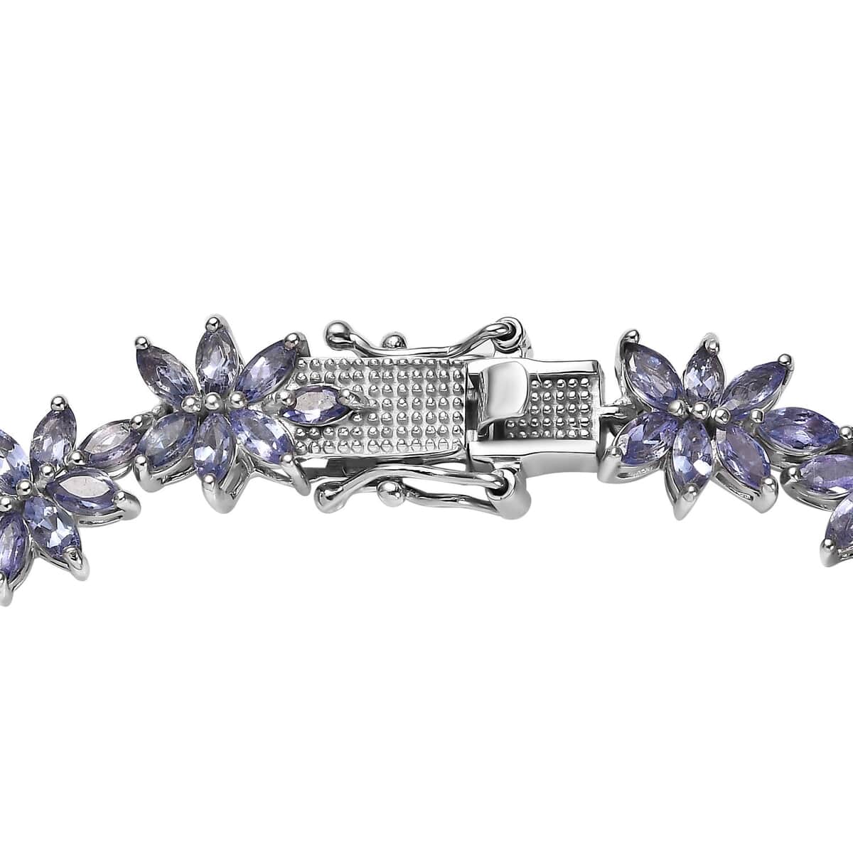 Tanzanite 9.50 ctw Floral Link Bracelet in Platinum Over Sterling Silver (6.50 In) image number 3