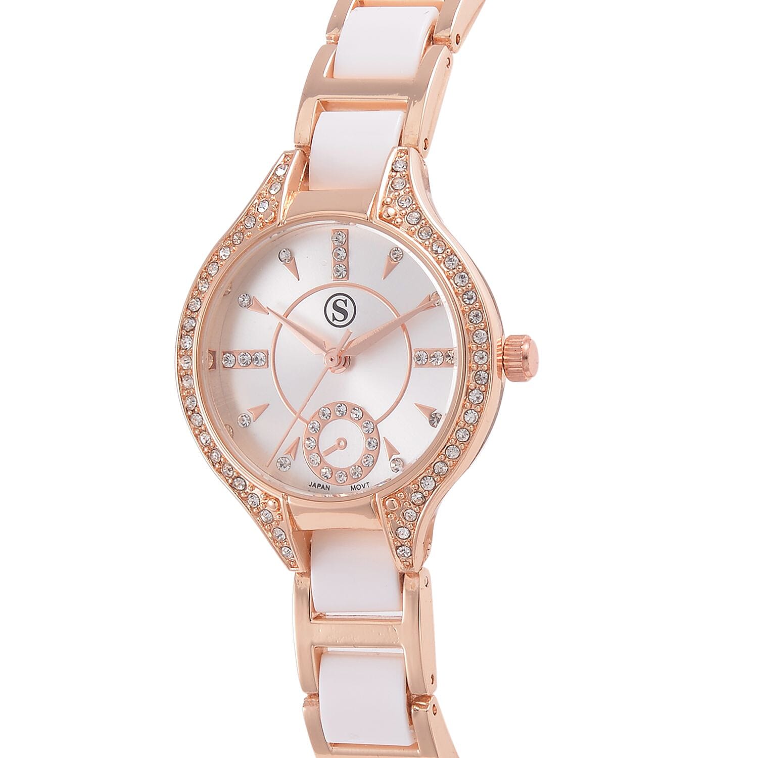 Strada Austrian Crystal Japanese Movement Watch in Rosetone