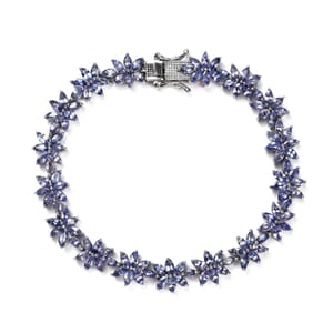 Tanzanite 10.85 ctw Floral Link Bracelet in Platinum Over Sterling Silver (7.25 In)