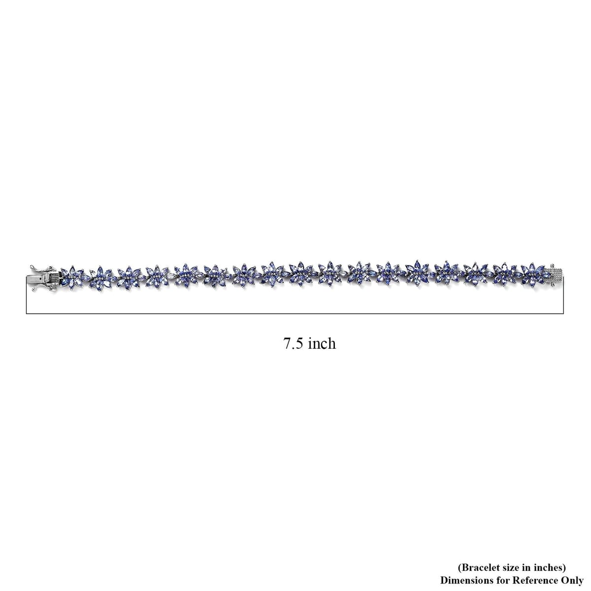 Tanzanite 10.85 ctw Floral Link Bracelet in Platinum Over Sterling Silver (7.25 In) image number 4