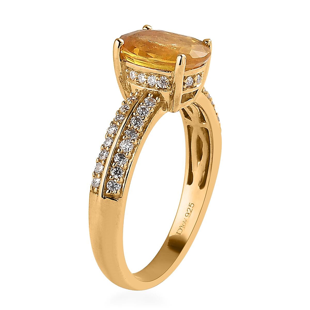 Premium Yellow Sapphire and Moissanite Ring in Vermeil Yellow Gold Over Sterling Silver 3.00 ctw image number 3