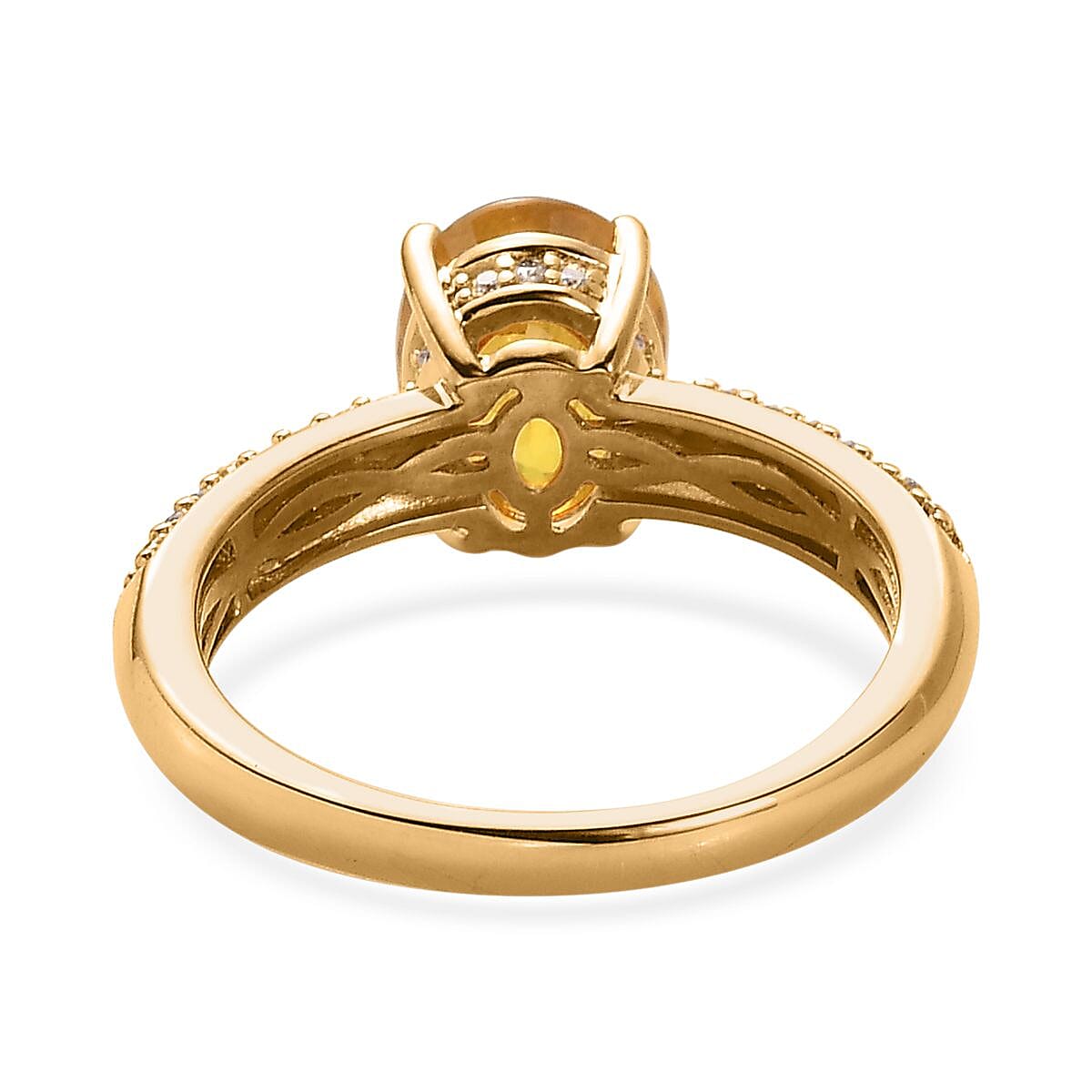Premium Yellow Sapphire and Moissanite Ring in Vermeil Yellow Gold Over Sterling Silver 3.00 ctw image number 4