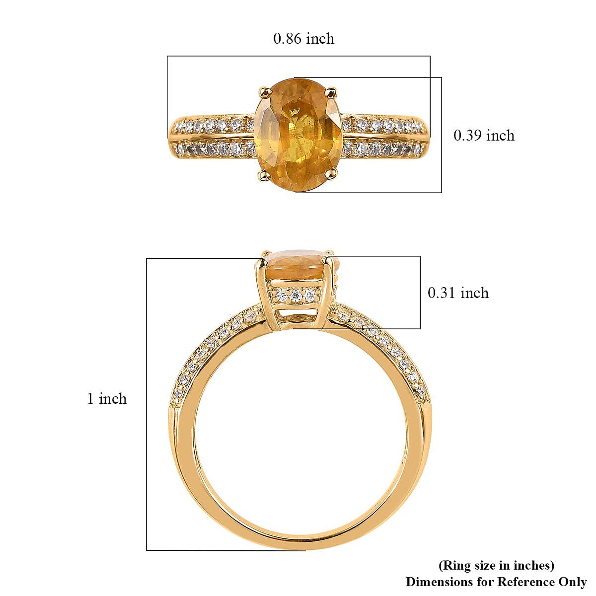 Premium Yellow Sapphire and Moissanite Ring in Vermeil Yellow Gold Over Sterling Silver 3.00 ctw image number 5
