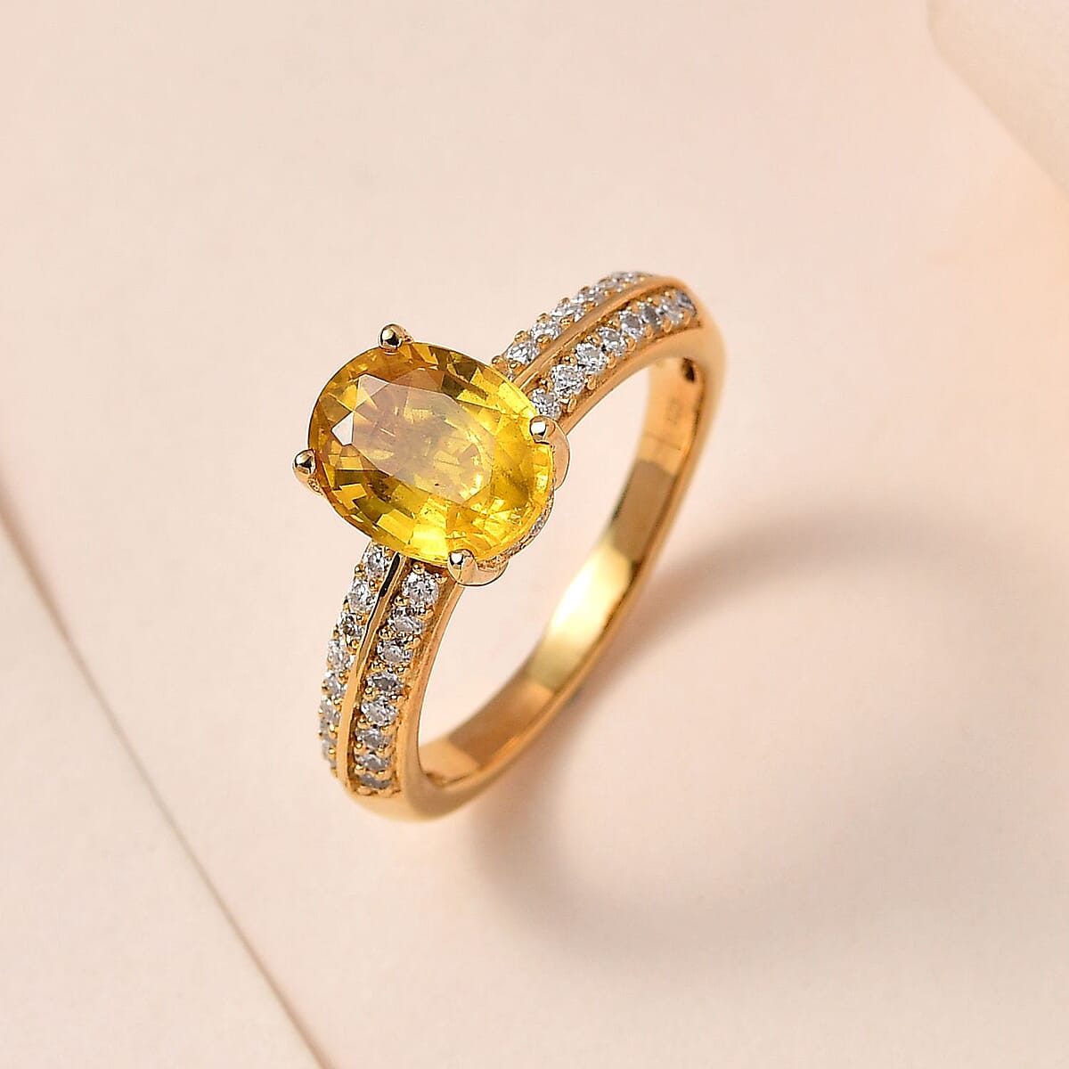 Premium Yellow Sapphire and Moissanite Ring in Vermeil Yellow Gold Over Sterling Silver (Size 9.0) 3.00 ctw image number 1