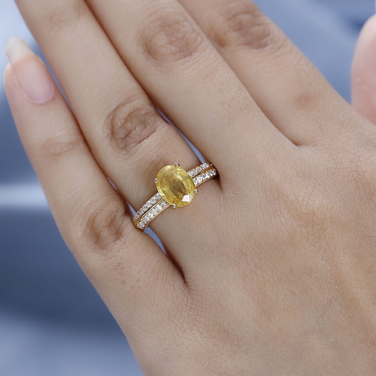 Premium Yellow Sapphire and Moissanite Ring in Vermeil Yellow Gold Over Sterling Silver (Size 9.0) 3.00 ctw image number 2