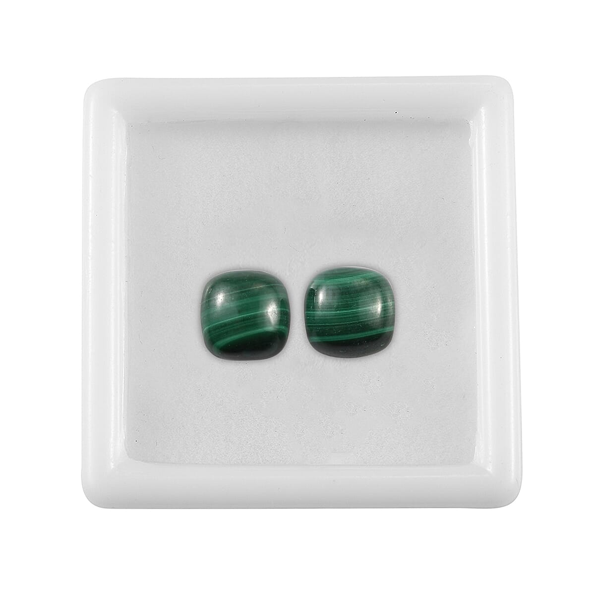 African Malachite Set of 2 (Cush 7x7 mm) 4.02 ctw | Loose Gem | Loose Gemstones | Loose Stones | Jewelry Stones image number 2