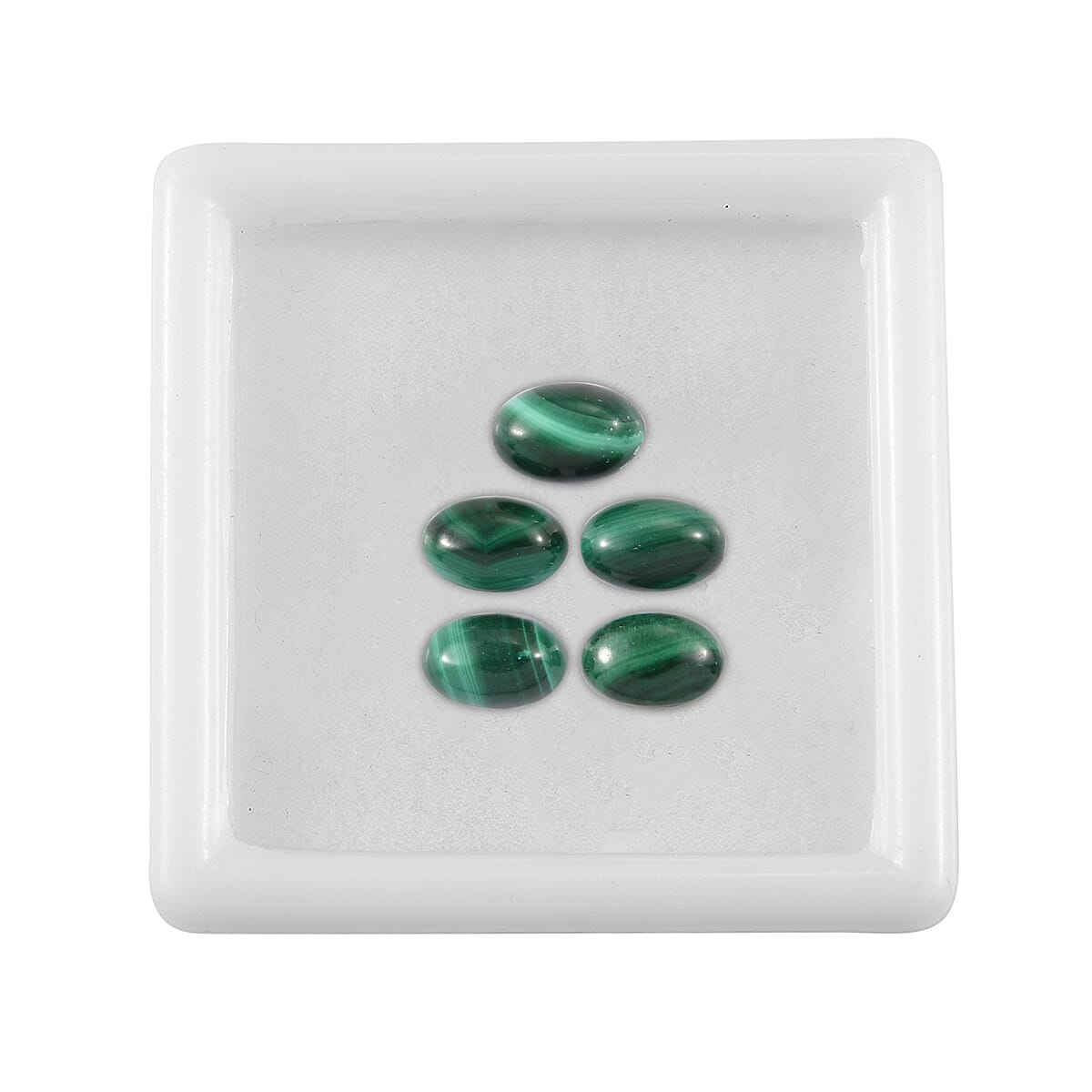 African Malachite Set of 5 (Ovl 6x4 mm) 3.89 ctw | Loose Gem | Loose Gemstones | Loose Stones | Jewelry Stones image number 2