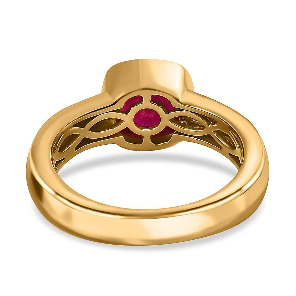Niassa Ruby (FF) 1.60 ctw Solitaire Ring in Vermeil Yellow Gold Over Sterling Silver (Size 10.0)