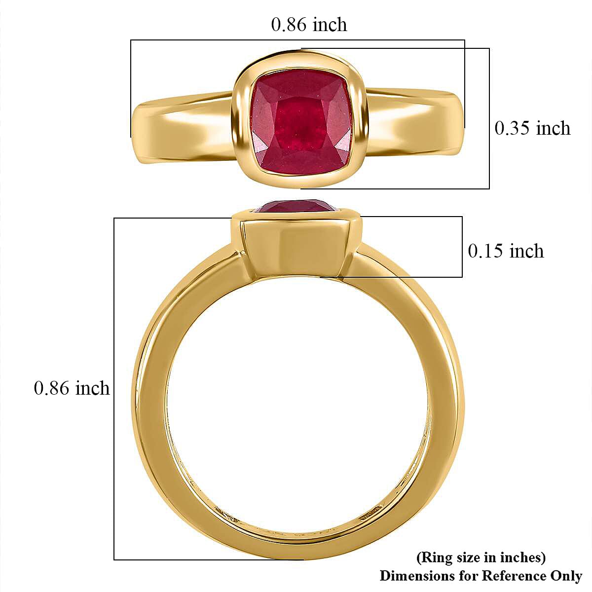 Niassa Ruby (FF) 1.60 ctw Solitaire Ring in Vermeil Yellow Gold Over Sterling Silver (Size 10.0)