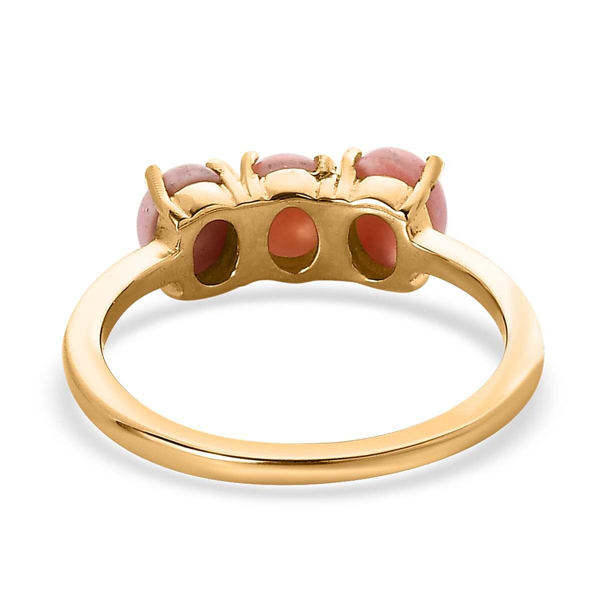 Oregon Sunrise Peach Opal 3 Stone Ring in Vermeil Yellow Gold Over Sterling Silver (Size 10.0) 0.85 ctw