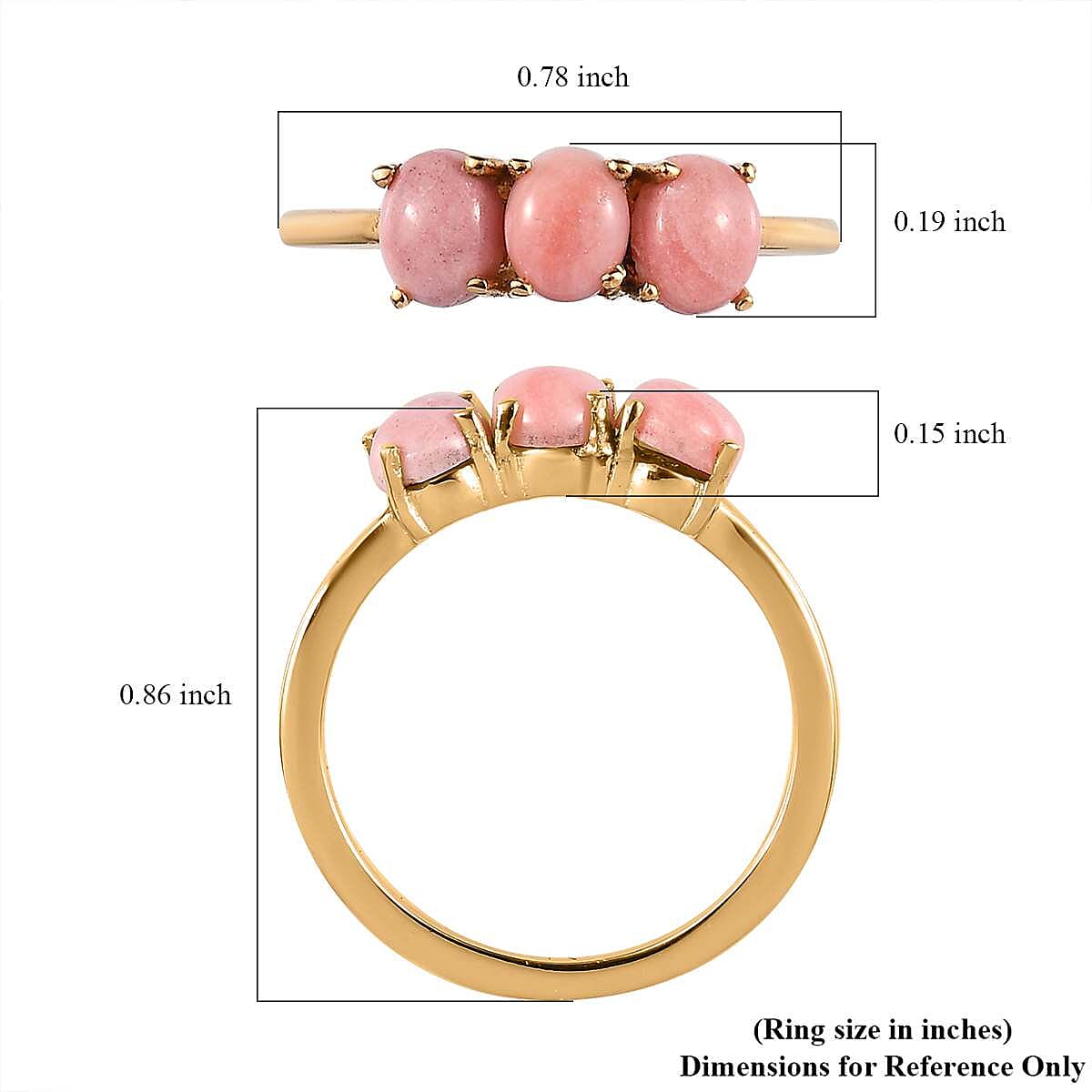 Oregon Sunrise Peach Opal 3 Stone Ring in Vermeil Yellow Gold Over Sterling Silver (Size 8.0) 0.85 ctw image number 5