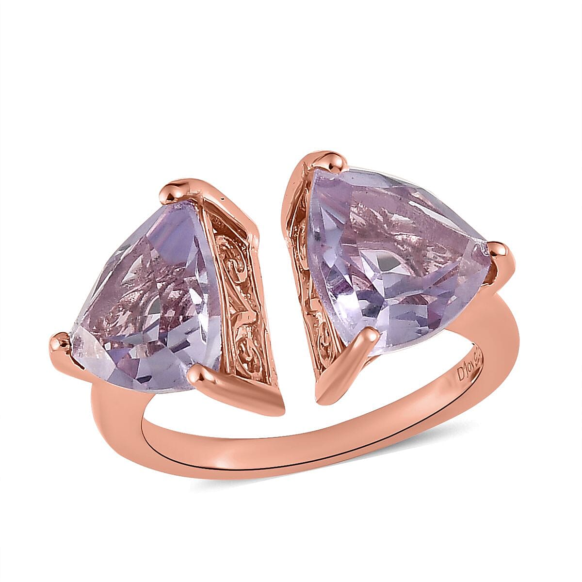 AAA Rose De France Amethyst Bypass Ring in Vermeil Rose Gold Over Sterling Silver 4.15 ctw image number 0