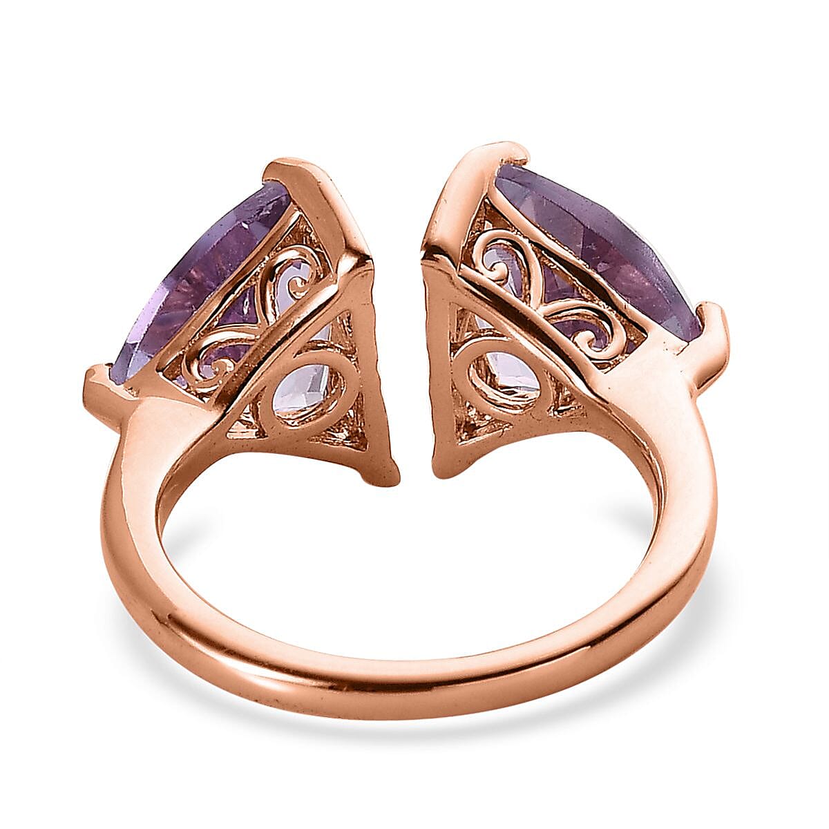 AAA Rose De France Amethyst Bypass Ring in Vermeil Rose Gold Over Sterling Silver 4.15 ctw image number 4