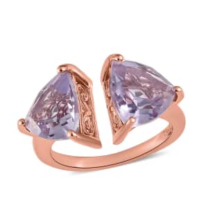 AAA Rose De France Amethyst Bypass Ring in Vermeil Rose Gold Over Sterling Silver 4.15 ctw