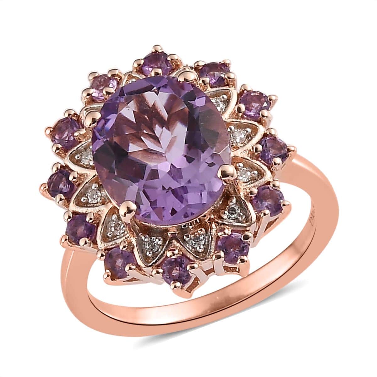 AAA Rose De France Amethyst and Multi Gemstone Floral Ring in Vermeil Rose Gold Over Sterling Silver (Size 10.0) 3.65 ctw image number 0