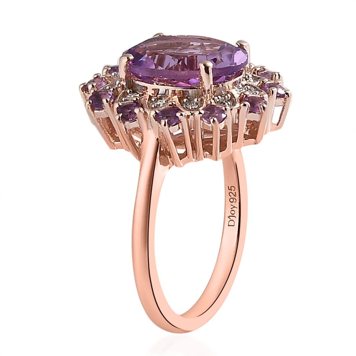 AAA Rose De France Amethyst and Multi Gemstone Floral Ring in Vermeil Rose Gold Over Sterling Silver (Size 10.0) 3.65 ctw image number 3