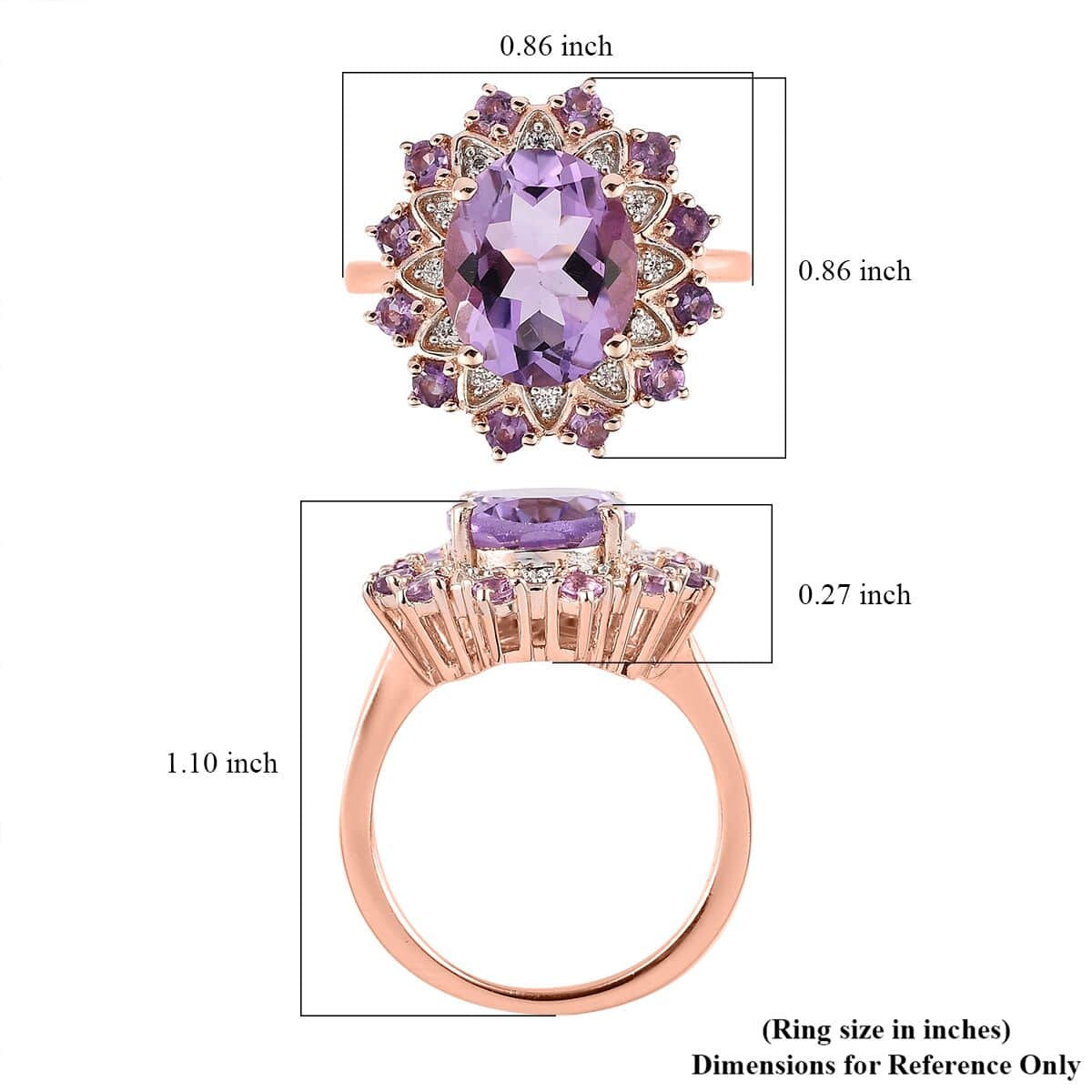 AAA Rose De France Amethyst and Multi Gemstone Floral Ring in Vermeil Rose Gold Over Sterling Silver (Size 10.0) 3.65 ctw image number 5