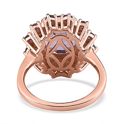 AAA Rose De France Amethyst and Multi Gemstone Floral Ring in Vermeil Rose Gold Over Sterling Silver (Size 6.0) 3.65 ctw