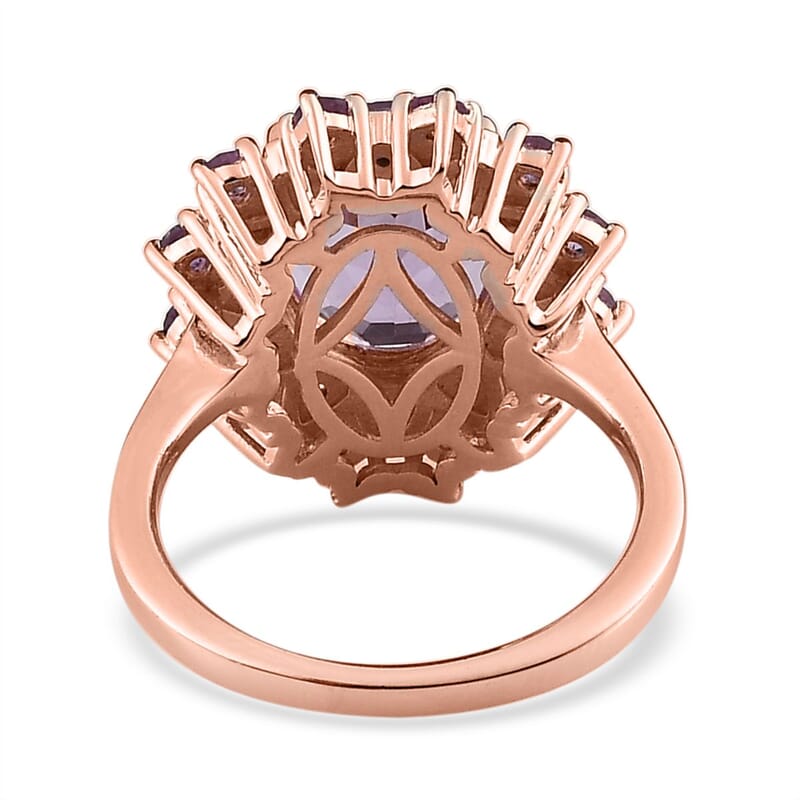 AAA Rose De France Amethyst and Multi Gemstone Floral Ring in Vermeil Rose Gold Over Sterling Silver (Size 6.0) 3.65 ctw