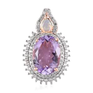 AAA Rose De France Amethyst and Multi Gemstone Pendant in Vermeil Rose Gold Over Sterling Silver 6.65 ctw