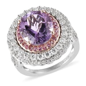 AAA Rose De France Amethyst and Multi Gemstone Ring in Vermeil RG and Platinum Over Sterling Silver 5.75 ctw