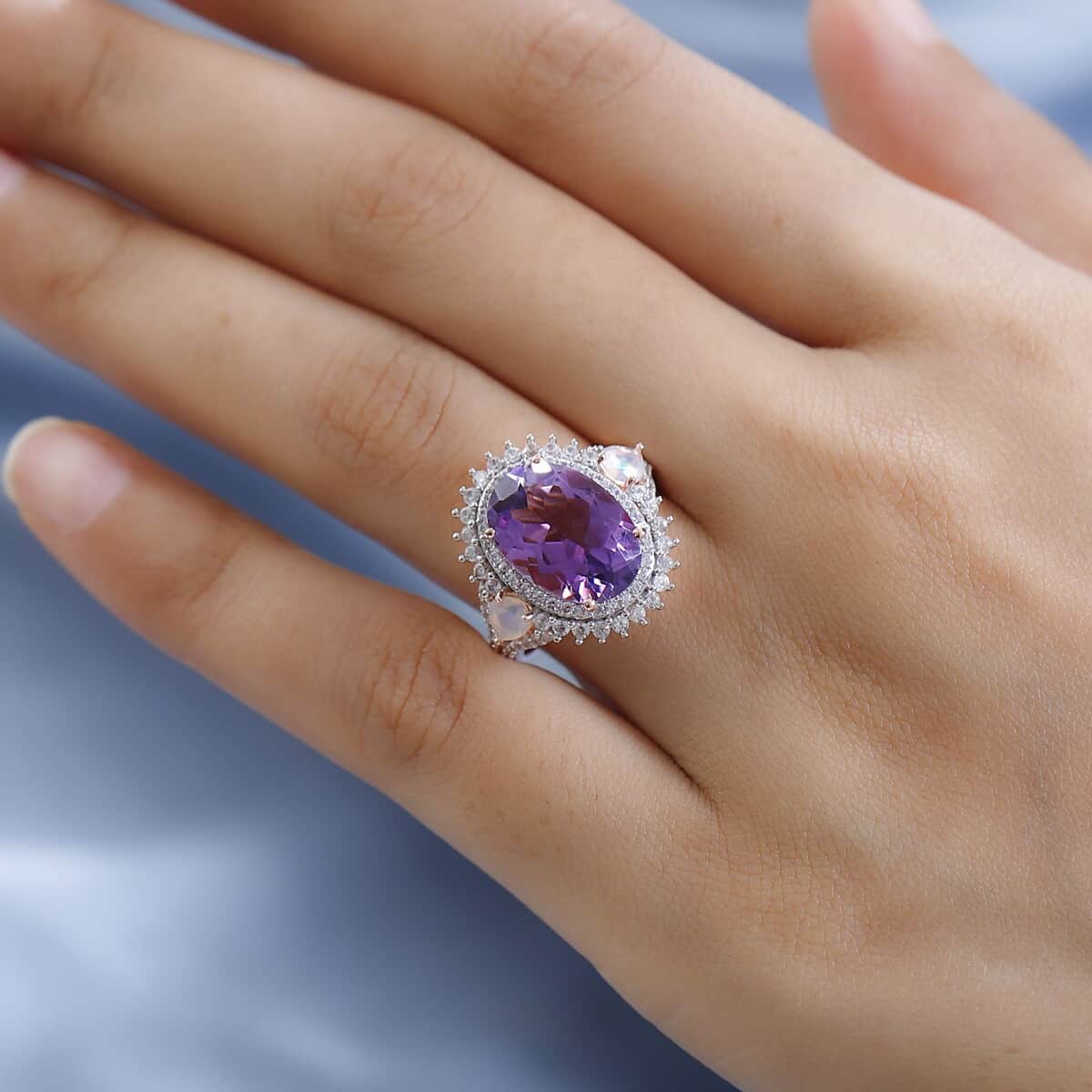 AAA Rose De France Amethyst and Multi Gemstone Ring in Vermeil Rose Gold Over Sterling Silver (Size 10.0) 6.35 ctw image number 2