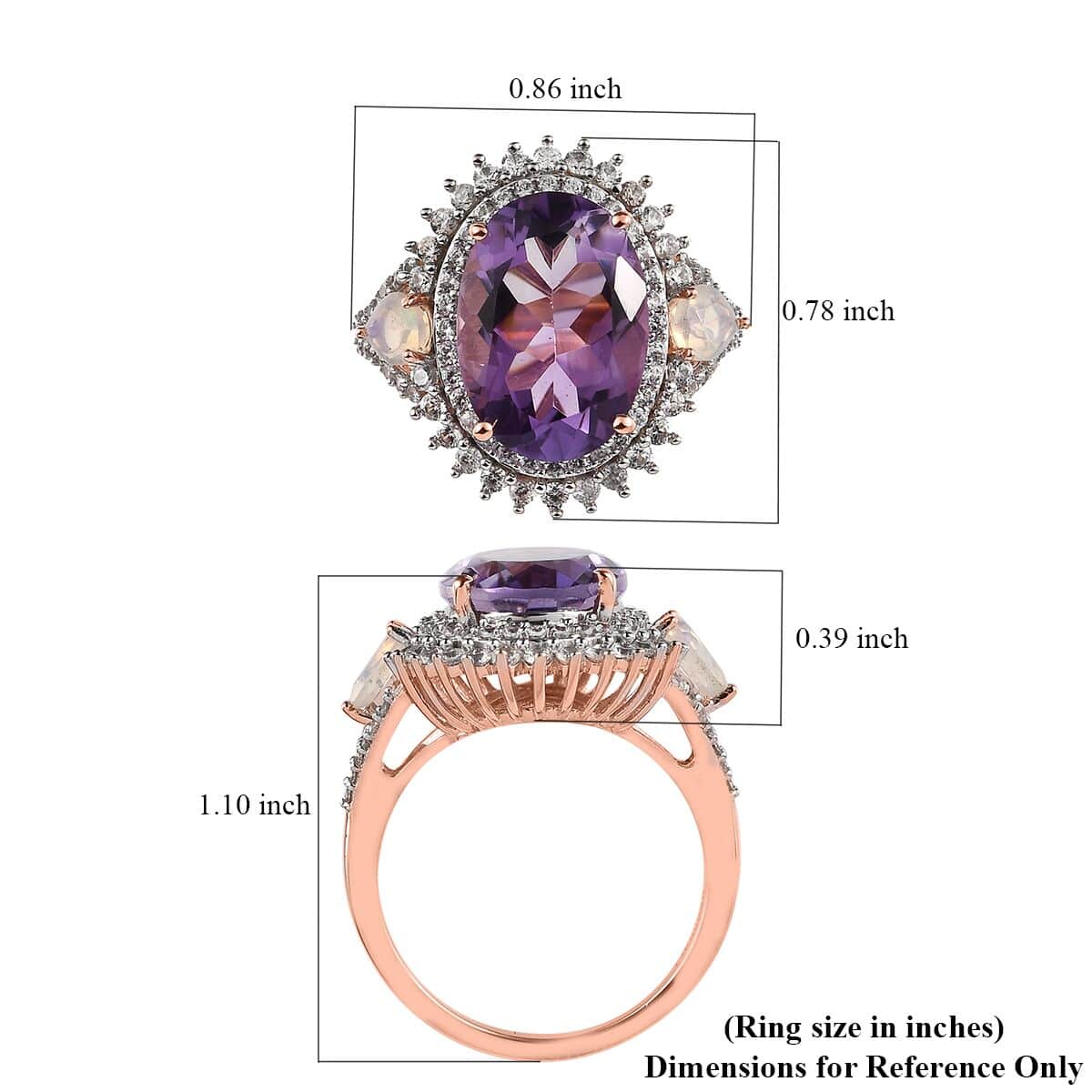 AAA Rose De France Amethyst and Multi Gemstone Ring in Vermeil Rose Gold Over Sterling Silver (Size 10.0) 6.35 ctw image number 5