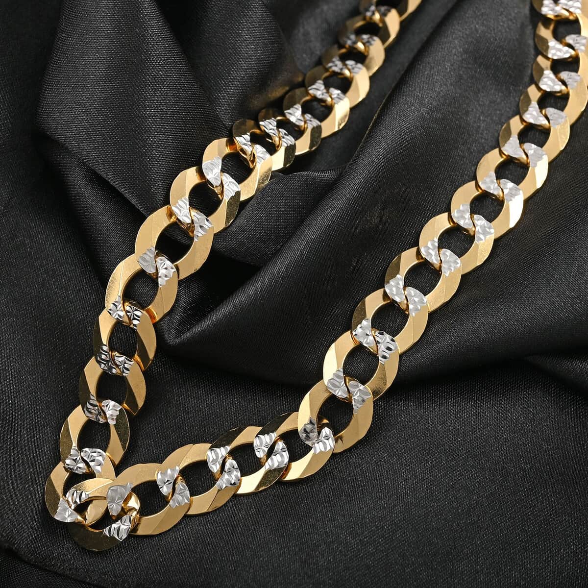 14K Yellow Gold Diamond-Cut Curb Necklace 22 Inches 64.4 Grams image number 1